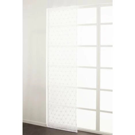 RIDEAUDISCOUNT Panneau Japonais Transparent 60 X 300 Cm à Scratch Grande Hauteur Brodé Motif Rosaces Ton Sur Ton Blanc - Blanc 4 RIDEAUDISCOUNT Panneau Japonais Transparent 60 X 300 Cm à Scratch Grande Hauteur Brodé Motif Rosaces Ton Sur Ton Blanc - Blanc – Image 2