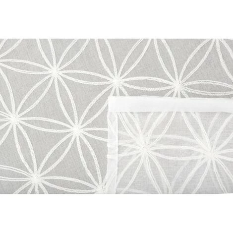 RIDEAUDISCOUNT Panneau Japonais Transparent 60 X 300 Cm à Scratch Grande Hauteur Brodé Motif Rosaces Ton Sur Ton Blanc - Blanc 5 RIDEAUDISCOUNT Panneau Japonais Transparent 60 X 300 Cm à Scratch Grande Hauteur Brodé Motif Rosaces Ton Sur Ton Blanc - Blanc – Image 3