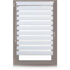 Relaxdays Store Enrouleur Double Face Klemmfix En Blanc Sans Perçage Fenêtre Porte Balcon En Tissu 86x156 Cm, Blanc