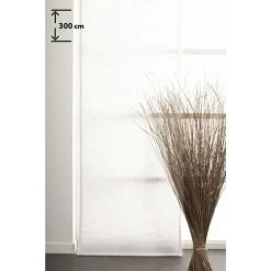 RIDEAUDISCOUNT Panneau Japonais 60 X 300 Cm à Scratch Grande Hauteur Imprimé Relief Flocage Motif Géométrique Abstrait Blanc - Blanc