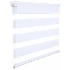 HELLOSHOP26 Store Enrouleur Zebra Day And Night Rouleau Double Couche 100x220 Cm Blanc - Blanc