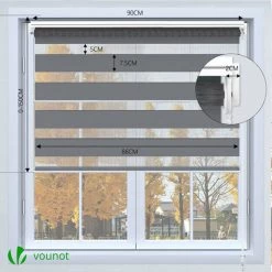 VOUNOT Store Enrouleur Jour Nuit Double 90x150cm Gris -Promos Store Boutique 37939405 4
