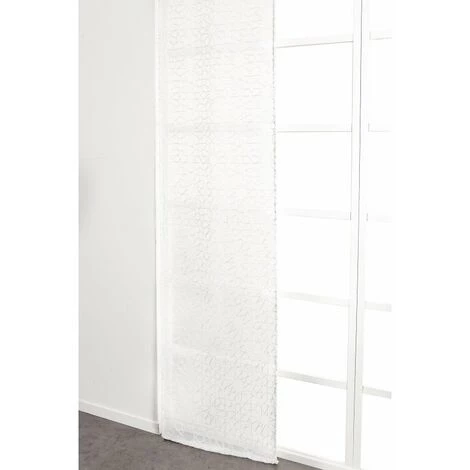 RIDEAUDISCOUNT Panneau Japonais Transparent 60 X 300 Cm à Scratch Grande Hauteur Brodé Motif Mosaique Blanc - Blanc 4 RIDEAUDISCOUNT Panneau Japonais Transparent 60 X 300 Cm à Scratch Grande Hauteur Brodé Motif Mosaique Blanc - Blanc – Image 2