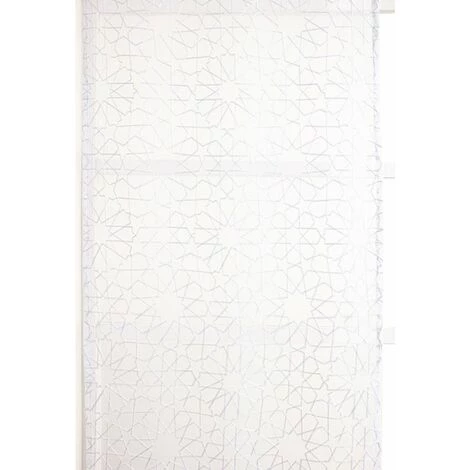 RIDEAUDISCOUNT Panneau Japonais Transparent 60 X 300 Cm à Scratch Grande Hauteur Brodé Motif Mosaique Blanc - Blanc 5 RIDEAUDISCOUNT Panneau Japonais Transparent 60 X 300 Cm à Scratch Grande Hauteur Brodé Motif Mosaique Blanc - Blanc – Image 3