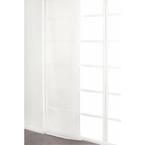 RIDEAUDISCOUNT Panneau Japonais Transparent 60 X 300 Cm à Scratch Grande Hauteur Floqué Relief Motif Graine De Café Blanc - Blanc 4 RIDEAUDISCOUNT Panneau Japonais Transparent 60 X 300 Cm à Scratch Grande Hauteur Floqué Relief Motif Graine De Café Blanc - Blanc – Image 2