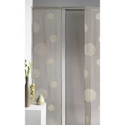 HOMEMAISON Panneau Japonais Brodé Motifs 'Ronds Mêlés' Taupe 50 X 260 Cm - Taupe