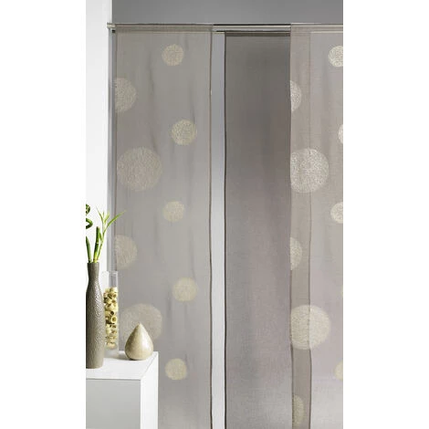 HOMEMAISON Panneau Japonais Brodé Motifs 'Ronds Mêlés' Taupe 50 X 260 Cm - Taupe 3 HOMEMAISON Panneau Japonais Brodé Motifs 'Ronds Mêlés' Taupe 50 X 260 Cm - Taupe