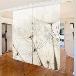 BILDERWELTEN Ensemble De Rideaux Coulissants - Gentle Grasses - 4 Rideaux à Panneaux Dimension: 250 X 240cm (4 Rideaux á 250 X 60cm), Système De Montage: Sans Suspension