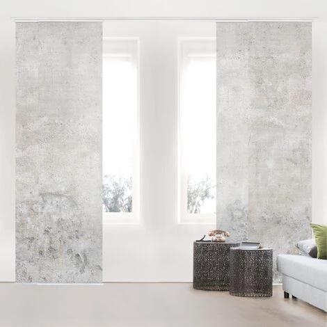 BILDERWELTEN Ensemble De Rideaux Coulissants - Shabby Concrete Look - 4 Rideaux à Panneaux Dimension: 250 X 240cm (4 Rideaux á 250 X 60cm), Système De Montage: Sans Suspension 4 BILDERWELTEN Ensemble De Rideaux Coulissants - Shabby Concrete Look - 4 Rideaux à Panneaux Dimension: 250 X 240cm (4 Rideaux á 250 X 60cm), Système De Montage: Sans Suspension – Image 2