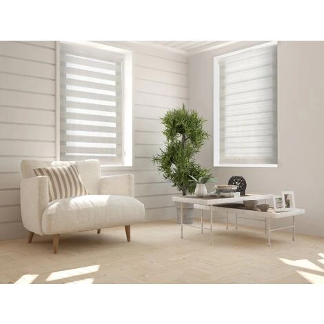 PUR LINE Store à Rouleau Nuit Et Jour Bicolore Avec Double Toile Et Chaîne Manuelle - Brut 7 PUR LINE Store à Rouleau Nuit Et Jour Bicolore Avec Double Toile Et Chaîne Manuelle - Brut – Image 5