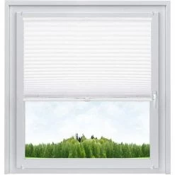 WOLTU Store Plissé. Sans Perçage Pour Fenêtre Ou Porte.50x100cm.Blanc