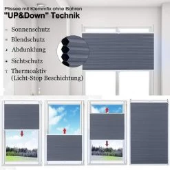 WOLTU Store Plissé Nid D'abeille.sans Perçage Avec Porte-Pince.Store Plissé Antisolaire.60x130cm.Blanc+Bleu -Promos Store Boutique 44831963 4