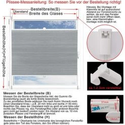 WOLTU Store Plissé Nid D'abeille.sans Perçage Avec Porte-Pince.Store Plissé Antisolaire.60x130cm.Blanc+Gris -Promos Store Boutique 44831964 3