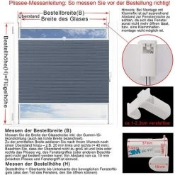 WOLTU Store Plissé Nid D'abeille.sans Perçage Avec Porte-Pince.Store Plissé Antisolaire.95x130cm.Blanc+Bleu -Promos Store Boutique 44831992 3