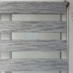 MADEINNATURE Store Enrouleur Jour Nuit Sans Perçage Facile à Installer Avec Clips Fournis Hauteur Jusqu’à 150 Cm Diverses Largeurs Au Choix - Largeur Tissu Store 35 Cm X Longueur 150 Cm - Gris Chiné. - Gris Chiné -Promos Store Boutique 44933154 3