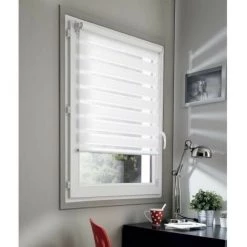 AUTRES DOMDECO Store Jour Et Nuit Sans Perçage - Blanc - 72x190 Cm