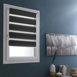 MADECOSTORE Lot De 2 Stores Jour Nuit Basiques - Gris - L41 X H100cm - Gris