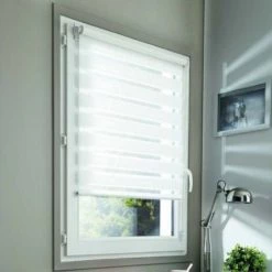 MADECOSTORE Lot De 2 Stores Jour Nuit Basiques - Blanc - L41 X H100cm - Blanc