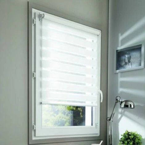 MADECOSTORE Lot De 2 Stores Jour Nuit Basiques - Blanc - L41 X H100cm - Blanc 3 MADECOSTORE Lot De 2 Stores Jour Nuit Basiques - Blanc - L41 X H100cm - Blanc