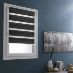 MADECOSTORE Store Enrouleur Jour Nuit Basique - Gris Anthracite - L46 X H100cm - Gris Anthracite