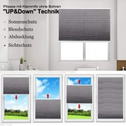 WOLTU Store Plissé Sans Perçage Pour Fenêtre Ou Porte.55x100cm.Gris.PS5622ws03 -Promos Store Boutique 49240539 3