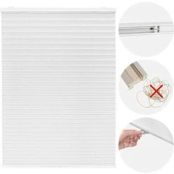 WOLTU Store Plissé En Polyester Store Enrouleur Sans Perçage Opaque Filtrage De La Lumière Stores Vénitiens Sans Fil.110x130cm