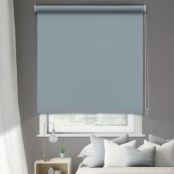 MADECOSTORE Store Enrouleur Occultant Tissu Double Face - Bleu Glacier - L64 X H190cm - Bleu Glacier