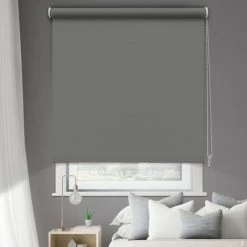 MADECOSTORE Store Enrouleur Occultant Tissu Double Face - Gris Foncé - L64 X H190cm - Gris Foncé