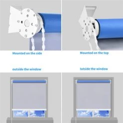 KARTOKNER Store Pour Lumière Du Jour, Opaque, Kit De Montage Inclus, Store Uni, Polyester Gris, 40 X 210 Cm, (Bleu) -Promos Store Boutique 50062821 3