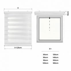 STORESDECO Store Jour/Nuit, Store Enrouleur En Tissu Double, Blanc, 60 X 180cm -Promos Store Boutique 51538211 3