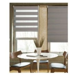 MADECOSTORE Store Enrouleur Jour Nuit Prêt-à-poser Sans Percer H150cm - Taupe - L45 X H150cm - Taupe