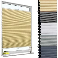 WOLTU Store Plissé Nid D'abeille.70x120cm Sans Perçage Avec Porte-Pince.Antisolaire Avec Feuille D'aluminium Intégrée.Blanc+Beige