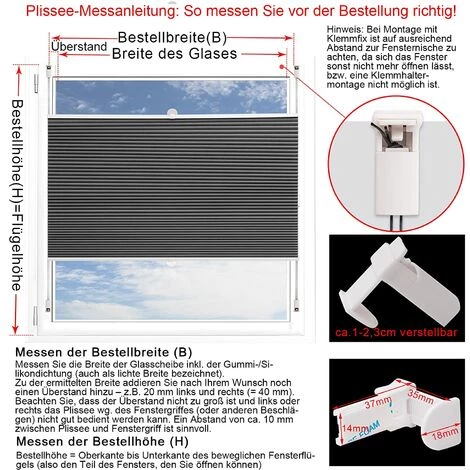 WOLTU Store Plissé Nid D'abeille.70x120cm Sans Perçage.Antisolaire Avec Feuille D'aluminium Intégrée.Blanc+Gris Foncé 6 WOLTU Store Plissé Nid D'abeille.70x120cm Sans Perçage.Antisolaire Avec Feuille D'aluminium Intégrée.Blanc+Gris Foncé – Image 4