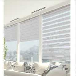 MADECOSTORE Store Enrouleur Jour Nuit Sans Percer - Gamme Must - Blanc Et Noir - L46 X H190cm - Blanc Et Noir