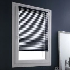 MADECOSTORE Store Vénitien Aluminium 25mm Sans Percer - Gris Anthracite - L37 X H150cm - Gris Anthracite