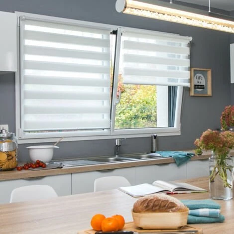 MADECOSTORE Store Enrouleur Jour Nuit Chic Sans Percer H160cm - Blanc - L66 X H160cm - Blanc 3 MADECOSTORE Store Enrouleur Jour Nuit Chic Sans Percer H160cm - Blanc - L66 X H160cm - Blanc