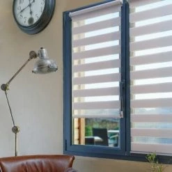 MADECOSTORE Store Enrouleur Jour Nuit Chaînette Coordonnée Sans Percer - Taupe - L41 X H190cm - Taupe