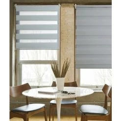 MADECOSTORE Store Enrouleur Jour Nuit Chaînette Coordonnée Sans Percer - Gris Clair - L41 X H190cm - Gris Clair