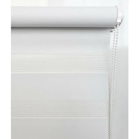 MADECOSTORE Store Enrouleur Jour Nuit Chaînette Coordonnée Sans Percer - Blanc - L41 X H190cm 5 MADECOSTORE Store Enrouleur Jour Nuit Chaînette Coordonnée Sans Percer - Blanc - L41 X H190cm – Image 3