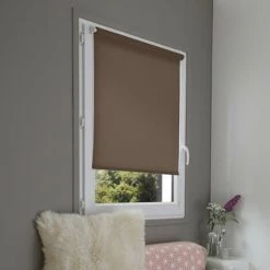 MADECOSTORE Store Enrouleur Tamisant Sans Percer - Chocolat - L41 X H170cm - Chocolat