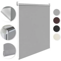 Randaco Store Occultant 110x160cm Klemmfix Store Occultant Pour Fenêtre Store Lumière Du Jour Protection De La Vie Privée Avec Revêtement Sans Perçage Pour Fenêtres & Portes Gris - Gris