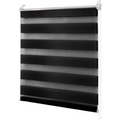 Randaco Duo Store Enrouleur Double Store Enrouleur Noir Stores Latéral Store Enrouleur Opaque Klemmfix Sans Perçage 70x120cm - Noir