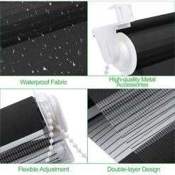 SWANEW 80x150cm Duo Store Enrouleur Double Store Enrouleur Noir Stores Latéral Store Enrouleur Opaque Klemmfix Sans Perçage -Promos Store Boutique 57503966 4