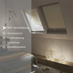 WOLTU Store Pour Fenêtre De Toit. Rideau Occultant Avec Ventouses. Sans Perçage Protection Solaire. Beige. 48x73cm -Promos Store Boutique 58126147 3