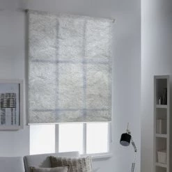 MADECOSTORE Store Enrouleur Voile Effet Frost - Gamme Must - Blanc Perle - L49 X H190cm - Blanc Perle