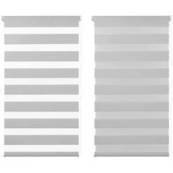 IDMARKET Lot De 2 Stores Enrouleurs Zébrés Jour Nuit L.45 X H. Max 170 Cm Gris Clair -Promos Store Boutique 60171642 5