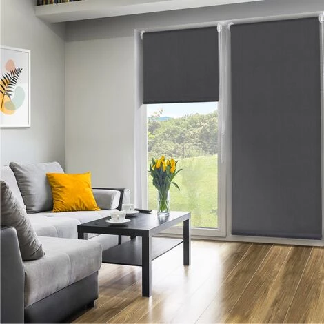 IDMARKET Lot De 2 Stores Enrouleurs Thermiques L.55 X H. Max 170 Cm Gris 3 IDMARKET Lot De 2 Stores Enrouleurs Thermiques L.55 X H. Max 170 Cm Gris