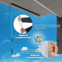 RELAX4LIFE Store Enrouleur Occultant Avec Revêtement En PU Isolant Thermique, Store Enrouleur Extérieur Avec Manivelle Et Cassette Pour Salon Bureau Pergola(1,4 X 2,5 M, Gris) 10 RELAX4LIFE Store Enrouleur Occultant Avec Revêtement En PU Isolant Thermique, Store Enrouleur Extérieur Avec Manivelle Et Cassette Pour Salon Bureau Pergola(1,4 X 2,5 M, Gris) -Promos Store Boutique 60464934 4