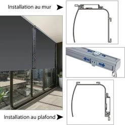 RELAX4LIFE Store Enrouleur Occultant Avec Revêtement En PU Isolant Thermique, Store Enrouleur Extérieur Avec Manivelle Et Cassette Pour Salon Bureau Pergola(1,4 X 2,5 M, Gris) 11 RELAX4LIFE Store Enrouleur Occultant Avec Revêtement En PU Isolant Thermique, Store Enrouleur Extérieur Avec Manivelle Et Cassette Pour Salon Bureau Pergola(1,4 X 2,5 M, Gris) -Promos Store Boutique 60464934 5