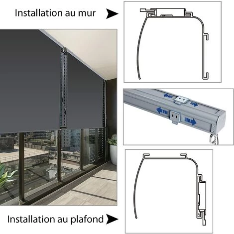 RELAX4LIFE Store Enrouleur Occultant Avec Revêtement En PU Isolant Thermique, Store Enrouleur Extérieur Avec Manivelle Et Cassette Pour Salon Bureau Pergola(1,4 X 2,5 M, Gris) 7 RELAX4LIFE Store Enrouleur Occultant Avec Revêtement En PU Isolant Thermique, Store Enrouleur Extérieur Avec Manivelle Et Cassette Pour Salon Bureau Pergola(1,4 X 2,5 M, Gris) – Image 5